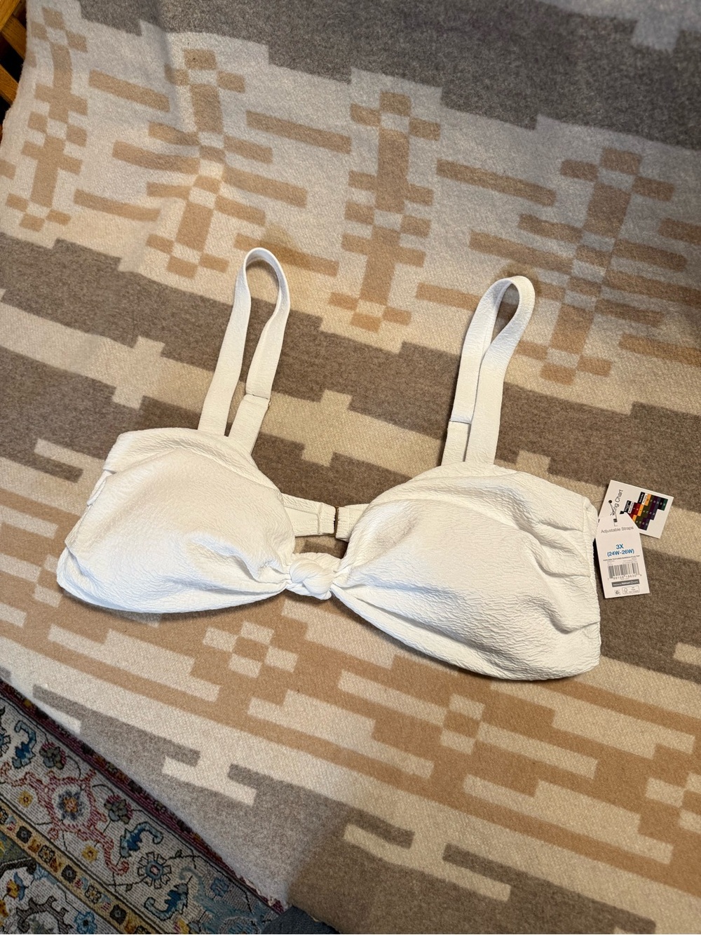 White Knot-Front Bikini Top NWT